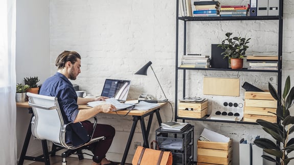 man working from home